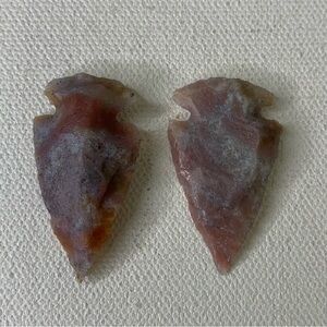 2 Hand Knapped Stone Arrowheads Purple Red Chert Modern Carving Crafts Jewelry